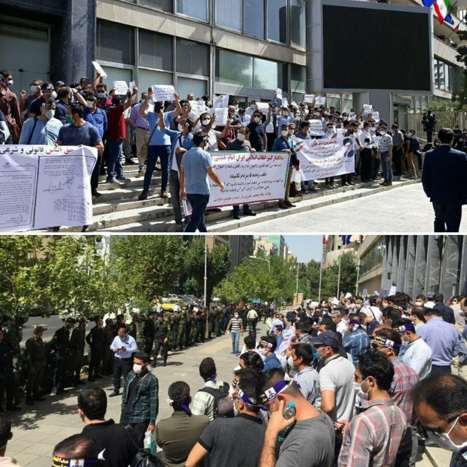 מחאה  עובדי תעשיית הנפט והגאז  מול משרד הנפט הממשלתי בטהראן.