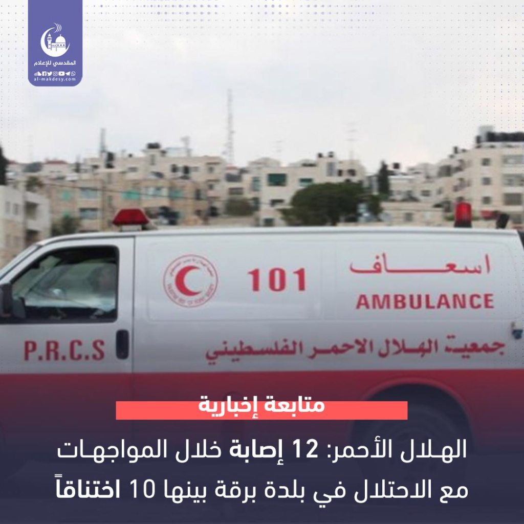 ארגון הסהר האדום מדווח כי טיפל בעשרה פצועים בעימותים עם חיילים צבא ישראל בכפר בורקא 19.05.2022