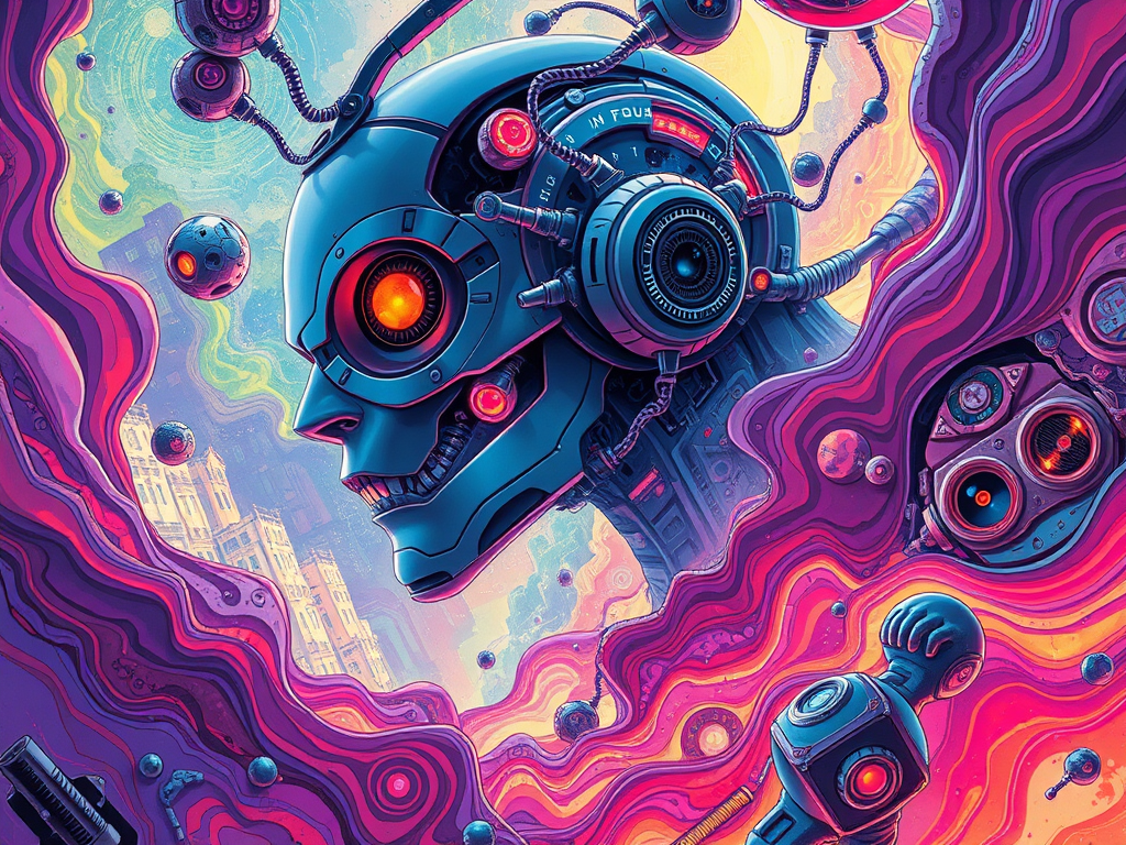 ai hallucination evil robot psychadelic